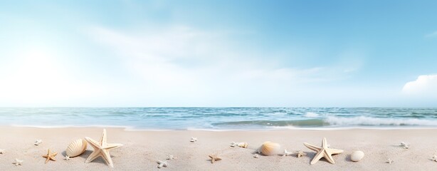 Wall Mural - A beach with splashing waves and light brown sand