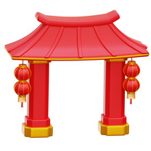 Chinese Gate 3d Illustration