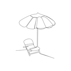 Beach umbrella continuous one line drawing outline vector illustration

