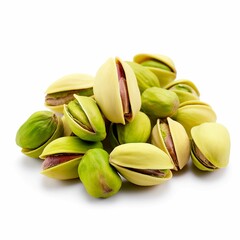 Wall Mural - Unshelled pistachios isolated on white background