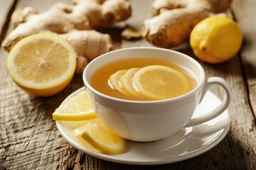 Wall Mural - Lemon infused ginger tea for a healthier option