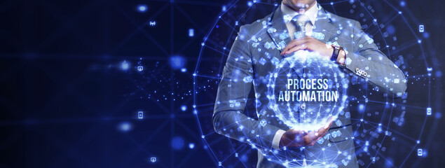 Business process automation, industrial technology innovation, optimization concept.