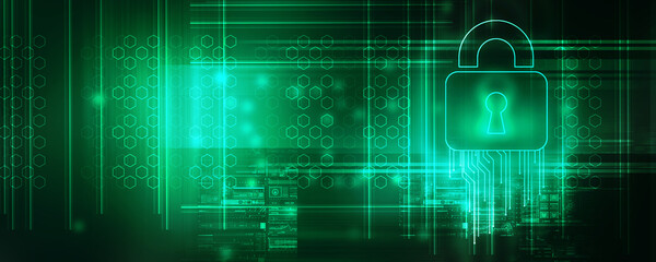 2d illustration Safety concept: Closed Padlock on digital background
