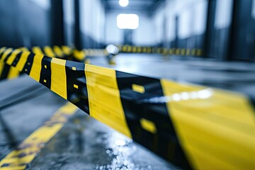 Yellow and black hazard ribbons mark the forbidden quarantine zone