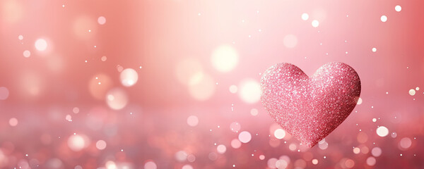 Poster - Love Heart Background with Pink and White Heart-shaped Glitters