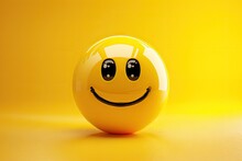 3D Rendering Of Yellow Smiley Emoji