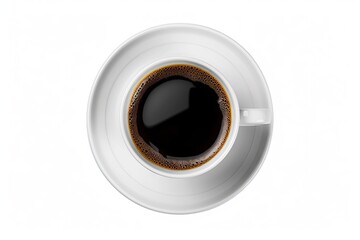 Clipped black coffee on white plate isolated on white background