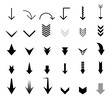 Scroll Down arrow vector set. downward sign. download website ui button collection.