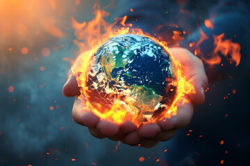 earth burning in the hands, AI generated