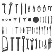 Vector black bicycle maintenance tools silhouette. Isolated on white background