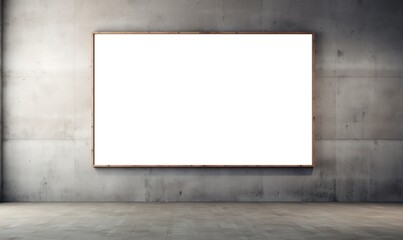 Wall Mural - A large white blank board in front of a gray wall. generative AI