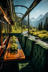 Wall Mural - Luxurious train journey through the Swiss Alps, Generative AI