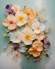 Wall Mural - Banner, postcard with pansy and copy space for text. Valentine's Day, Mother's Day, Women's Day.	