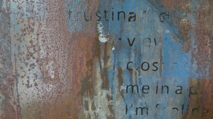 Sticker - Vintage steel decay ancient blue old Rusty Metal Background