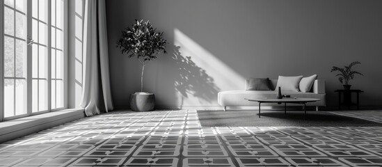 Aufkleber - Grey flat with black and white pattern carpet. Copy space image. Place for adding text or design