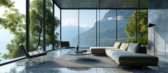 Aufkleber - Interior designer living room with a view. Copy space image. Place for adding text or design