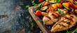 © Gular - Grilled chicken breast with fresh vegetables Selective focus. Copy space image. Place for adding text or design