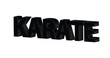 Karate - plakative schwarze 3D-Schrift, Kampfsport, Selbstverteidigung, Disziplin, Training, Wettkampf, Tradition, Japan, Karateka,  Körperbeherrschung, Kihon, Kata, Kumite, Rendering