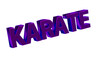 Karate - plakative violette pinke 3D-Schrift, Kampfsport, Selbstverteidigung, Disziplin, Training, Wettkampf, Tradition, Japan, Karateka,  Körperbeherrschung, Kihon, Kata, Kumite, Rendering