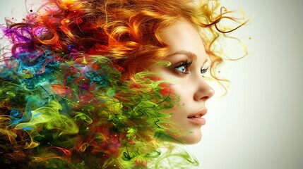  Vibrant Abstract Profile with Flowing Hair