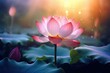 © Tanu - Lotus flower ,Beautiful lotus flower on water with bokeh background Ai generated