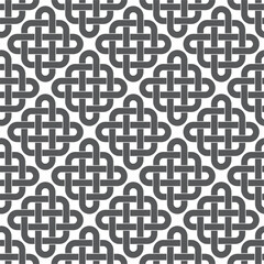 Poster - Vector seamless texture rectangle black symbol Celtic knot intertwined. Isolated on white background