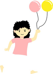 Wall Mural - Happy Girl Holding Balloon