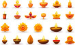 © Ahmad - Collection of diwali decoration icons on transparent background