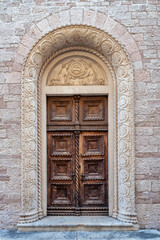 An old decorated vintage door in the old town of Kotor, Мontenegro