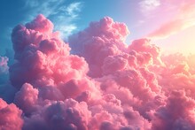 Pink Clouds In The Sky: A Pink Cloudy Sky Scene For Your Monthly Photo Shoot Generative AI