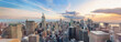 big skyline panorama of New York City after sunset at night with a view of empire state building