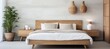 © Hero Design - Bedroom interior. Wooden frame and decoration. Generative AI technology.