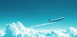 airplane flying over the clouds illustration