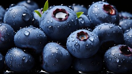 Wall Mural - Pile of fresh blueberries background.
