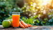 carrot apple juice in a glass. Selective focus.