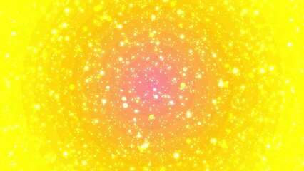 Wall Mural - 4k motion loop yellow background of shiny particles spreading from the center smoothly.