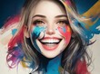 Graphic art mix color smile girl 