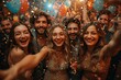 Party People: Celebrating New Year's Eve with Confetti and Glasses Generative AI
