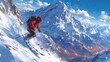 Skiing in Style: A Snowy Adventure in the Mountains Generative AI