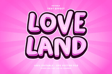 Wall Mural - Love Land 3D Pink Editable Text Effect