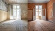 Renovation concept - apartment before and after restoration or refurbishment
