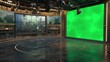 © Orxan - Virtual TV Studio News Set. Green screen background. 3d Rendering