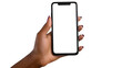 © john - Hand holding smartphone png, new cellphone mockup isolated on transparent background, african american woman, black