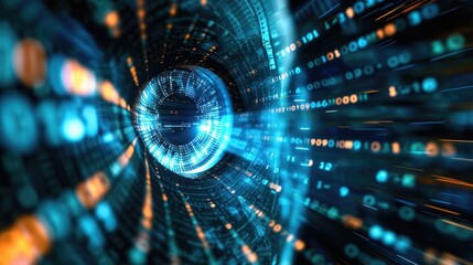 futuristic digital eye data network and cyber security technology background