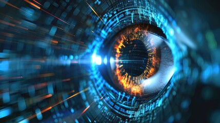 futuristic digital eye data network and cyber security technology background