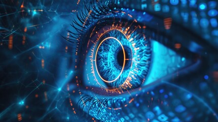 Wall Mural - futuristic digital eye data network and cyber security technology background