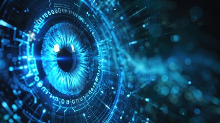Wall Mural - futuristic digital eye data network and cyber security technology background