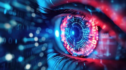 futuristic digital eye data network and cyber security technology background