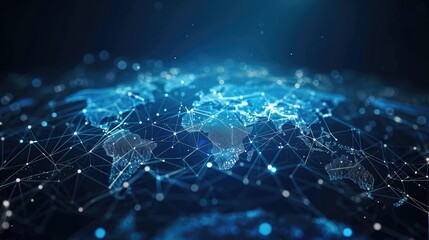 Blue futuristic background with planet Earth Internet and technology background