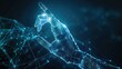 © fledermausstudio - Robot hand touch wireframe light connection structure background